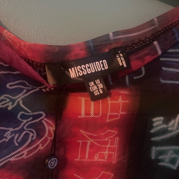 Missguided Semi Sheer Ruched Asymmetrical Hem Exotic Dancer Print Dress - Picture 10 of 12